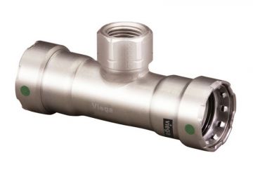 Viega 90200 Megapress Stainless Steel 316 1-1/2 x 1-1/2 x 1/2 inch PxPxF Tee