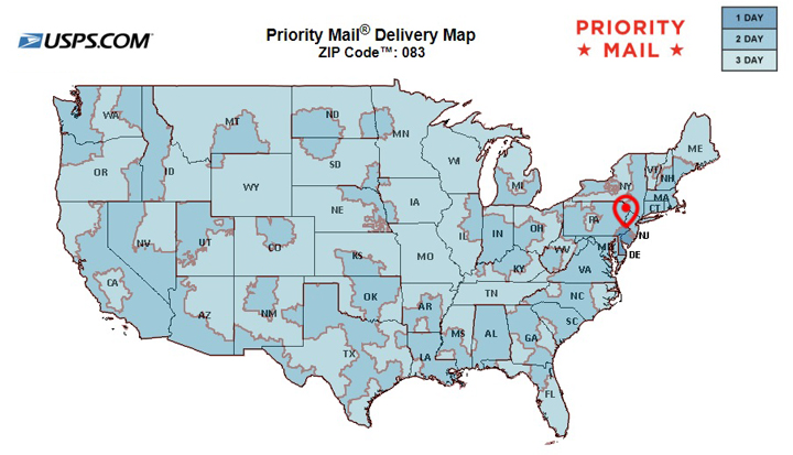 PressFittings USPS shipping map